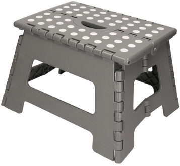 Opvouwbaar opstapje/opstap krukje grijs/wit 35 x 28 x 22 cm