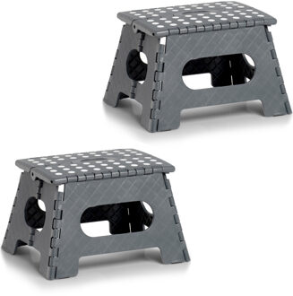 Opvouwbaar opstapje/opstapkrukje - 2x - 35 x 22 cm - Donkergrijs - Huishoudkrukjes/opstapjes
