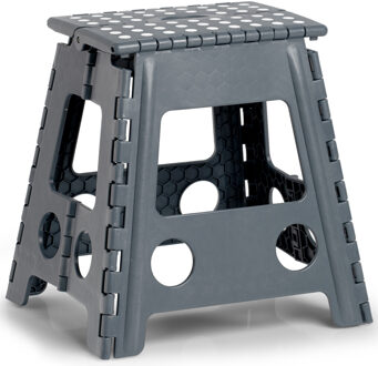 Opvouwbaar opstapje/opstapkrukje - donkergrijs - 38 x 39 cm - Huishoudkrukjes