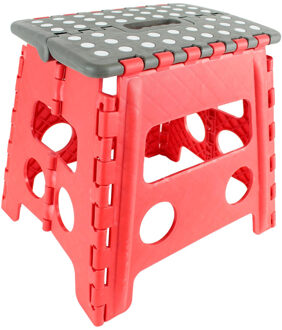 Opvouwbaar opstapje/opstapkrukje - rood - 32 x 36 cm - Huishoudkrukjes