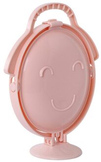 Opvouwbare 3-Layer Fruitschaal Creatieve Spiegel Vorm Gedroogd Fruit Lade Vouwen Snack Rack Plastic Fruitschaal Roze