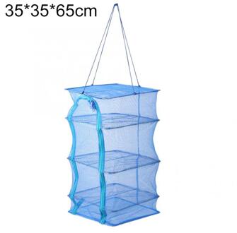 Opvouwbare 4 Lagen Droogrek Vis Groenten Fruit Kruid Opknoping Netto Droge Kooi Pe Hanger Vis Visnet Vissen Accessoires 35x35x65cm