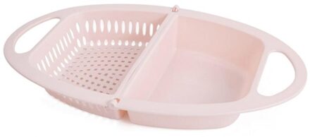 Opvouwbare Afvoer Mand Fruit Wastafel Wassen Huishoudelijke Fruit Mand Plastic Wasmand Keuken Wastafel roze