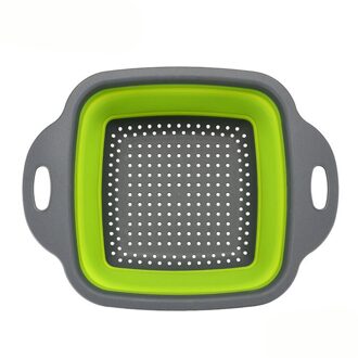 Opvouwbare Afvoer Mand Vergiet Fruit Groente Wasmand Zeef Siliconen Vergiet Inklapbare Afdruiprek Thuis Keuken Artikelen groen / 24.5x18.5x8cm-s