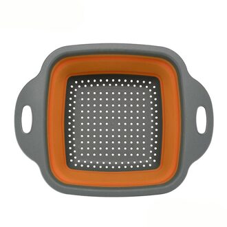 Opvouwbare Afvoer Mand Vergiet Fruit Groente Wasmand Zeef Siliconen Vergiet Inklapbare Afdruiprek Thuis Keuken Artikelen oranje / 29x22x8.5cm-L