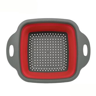 Opvouwbare Afvoer Mand Vergiet Fruit Groente Wasmand Zeef Siliconen Vergiet Inklapbare Afdruiprek Thuis Keuken Artikelen rood / 24.5x18.5x8cm-s