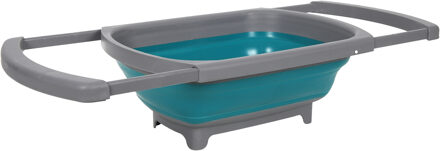 Opvouwbare afwasteil/afwasbak - grijs/blauw - kunststof - 26 x 39 cm - keuken - reis accessoires