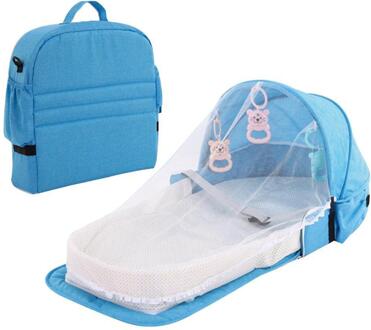 Opvouwbare Baby Baby Muskietennetten Matras BeCover Reizen Draagbare Wieg Draagbare Baby Vouwen Bed Expande Size 95*40*45cm blauw