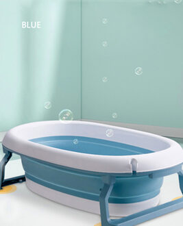 Opvouwbare Babybadje Met Thermische Siliconen Plug Bad Voor Baby Zitten En Liggen Kinderen Bad Met Douche Slot antislip lucht blauw