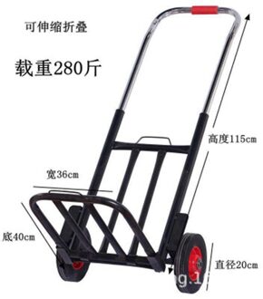 Opvouwbare Bagage Handcart Winkelwagen Draagbare Opslag Groente Winkelwagen Truck Laden Huishoudelijke Winkelen Goederen Handling Reizen Winkelwagen 140kgBlack