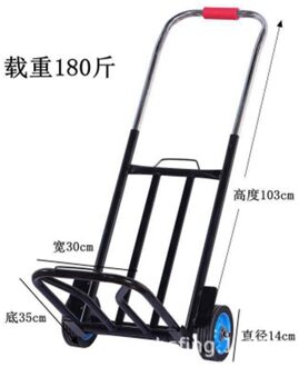 Opvouwbare Bagage Handcart Winkelwagen Draagbare Opslag Groente Winkelwagen Truck Laden Huishoudelijke Winkelen Goederen Handling Reizen Winkelwagen 90kgBlack