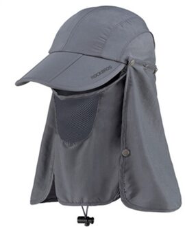 Opvouwbare Bivakmuts Full Face Sjaal Zon Bescherming Wandelen Fietsen Hoofd Cover Cap Zonnehoed Zomer Zonnehoed Anti Uv Grijs