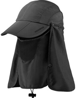 Opvouwbare Bivakmuts Full Face Sjaal Zon Bescherming Wandelen Fietsen Hoofd Cover Cap Zonnehoed Zomer Zonnehoed Anti Uv zwart