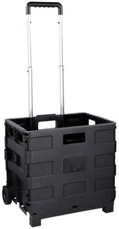 Opvouwbare boodschappenkrat/trolley 36 cm - Boodschappenkratten Zwart