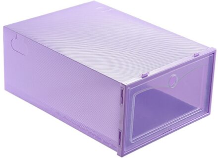 Opvouwbare Clear Plastic Shoe Box Stapelbaar Opvouwbare Schoen Organisator Lade Opslag Opbergtas Plastic Stapelbare Shoe Organizer paarse kleur