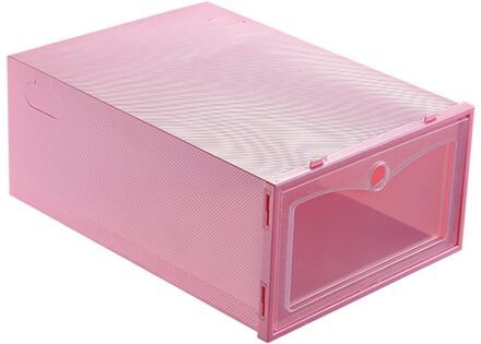 Opvouwbare Clear Schoenen Opbergdoos Plastic Stapelbare Shoe Organizer Verdikte Transparante Lade Case Schoen Stapelbaar Stapelen Roze