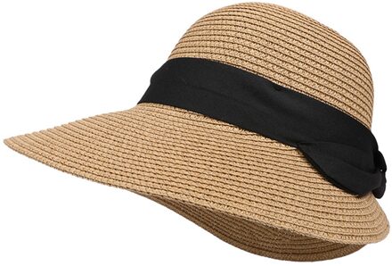 Opvouwbare Dames Soft Top Zonnehoed Strand Strooien Hoed Comfortabel En Ademend Reizen Zomer Anti-Ultraviolet Hoed donker bruin