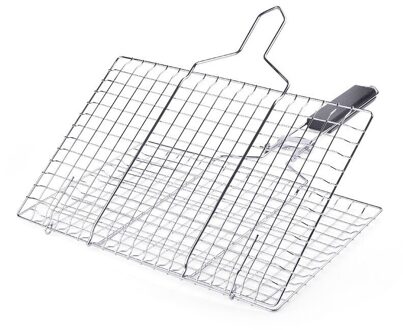 Opvouwbare Draagbare 304 Rvs Bbq Grill Mand Afneembare Handgreep Voor Vis Groenten Garnalen