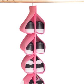 Opvouwbare Draagbare Schoen Hanger Grote Capaciteit Slaapkamer Organizer Opknoping Schoen Opbergtas Outdoor Reizen Home Organisatie Roze Kleur