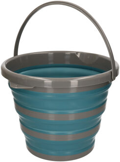 Opvouwbare emmer blauw/grijs - 10 liter - Camping emmer - kunststof