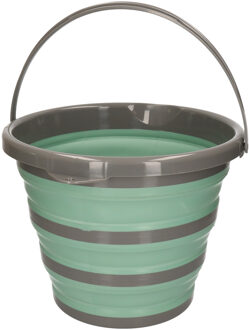 Opvouwbare emmer groen/grijs - 10 liter - Camping emmer - kunststof