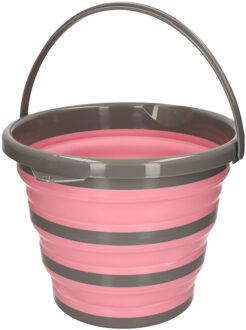 Opvouwbare emmer roze/grijs - 10 liter - Camping emmer - kunststof