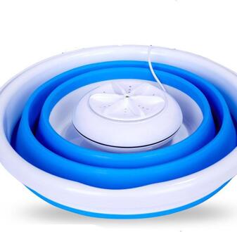 Opvouwbare Emmer Wasmachine Ultrasone Turbine Mini Kleine Draagbare Reiniging Artefact Blauw