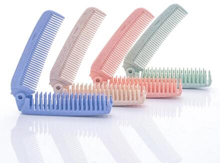 Opvouwbare Haar Kam Borstel Anti-Statische Haarborstel Draagbare Reizen Haar Borstel Tarwe Stro Vouwen Kappers Styling Tool groen