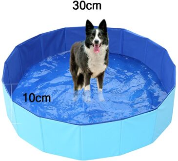 Opvouwbare Huisdier Zwembad Pvc Hond Kat Kinderen Bad Bed Wassen Vijver Grote Kleine Hond Zwemmen Bad Zomer Zwembad blauw 30CM