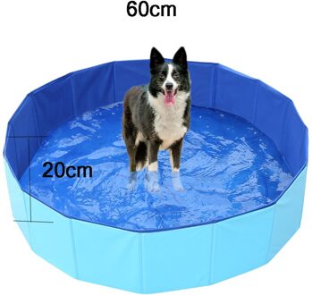 Opvouwbare Huisdier Zwembad Pvc Hond Kat Kinderen Bad Bed Wassen Vijver Grote Kleine Hond Zwemmen Bad Zomer Zwembad blauw 60CM