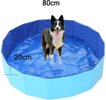 Opvouwbare Huisdier Zwembad Pvc Hond Kat Kinderen Bad Bed Wassen Vijver Grote Kleine Hond Zwemmen Bad Zomer Zwembad blauw 80CM