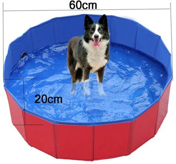 Opvouwbare Huisdier Zwembad Pvc Hond Kat Kinderen Bad Bed Wassen Vijver Grote Kleine Hond Zwemmen Bad Zomer Zwembad rood 60CM