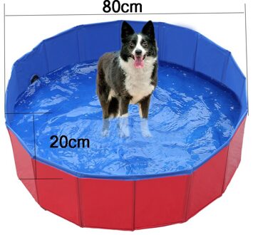 Opvouwbare Huisdier Zwembad Pvc Hond Kat Kinderen Bad Bed Wassen Vijver Grote Kleine Hond Zwemmen Bad Zomer Zwembad rood 80CM