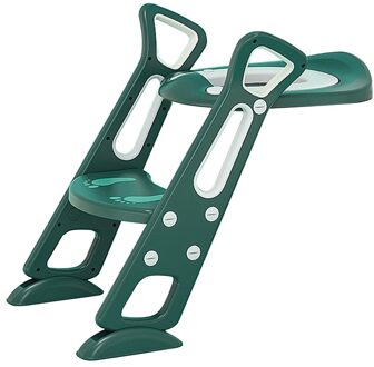 Opvouwbare Kinderen Zindelijkheidstraining Seat Antislip Stabiele Peuter Toiletzitting Met Stap Kruk Ladder Verstelbare Hoogte groen