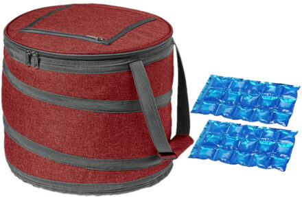 Opvouwbare koeltas rood/grijs met 2 stuks flexibele koelelementen 15 liter