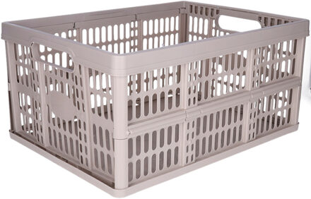 Opvouwbare krat - beige - 48 x 35 x 24 cm - boodschappen - 32 liter - kunststof