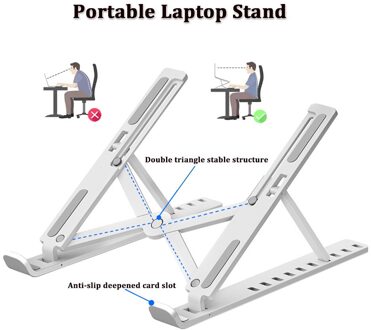 Opvouwbare Laptop Houder Met Koelventilator Portable Notebook Stand Ondersteuning Macbook Laptop Tablet Stand Aluminium Cooling Pad ABS wit