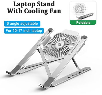 Opvouwbare Laptop Houder Met Koelventilator Portable Notebook Stand Ondersteuning Macbook Laptop Tablet Stand Aluminium Cooling Pad wit