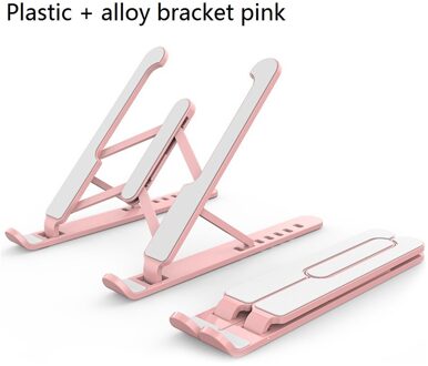 Opvouwbare Laptop Stand Lifting Plaat, 6-Niveau Hoogte Verstelbare Opvouwbare Draagbare Laptop Cooling Stand,11-17 Inch Pc Ondersteuning Base roze B