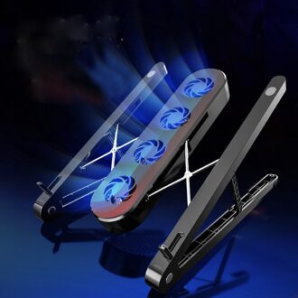 Opvouwbare Laptop Tablet Stand Met Koelventilator Warmteafvoer Voor Desktop Macbook Air Pro Stand Notebook Houder Koeler T30 zwart