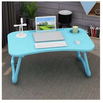 Opvouwbare Laptop Tafel Notebook Bureau Ontbijt Serveren Bed Trays Verstelbare Met Flip Top Benen Computer Desk Stand Met Licht Fan blauw