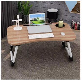 Opvouwbare Laptop Tafel Notebook Bureau Ontbijt Serveren Bed Trays Verstelbare Met Flip Top Benen Computer Desk Stand Met Licht Fan okkernoot