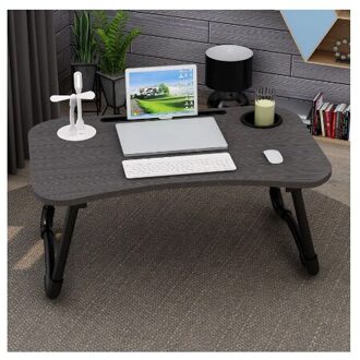 Opvouwbare Laptop Tafel Notebook Bureau Ontbijt Serveren Bed Trays Verstelbare Met Flip Top Benen Computer Desk Stand Met Licht Fan zwart
