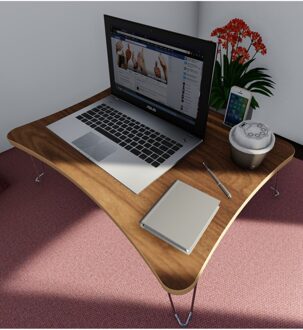 Opvouwbare Laptop Tafel Werken Ontbijt Tafel Walnoot Hout Mdf 60*45*23Cm Voor Laptop Tafel, 100 Hout, Draagbare, Draagbare,