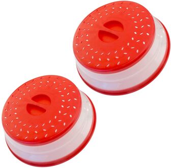 Opvouwbare Magnetron Spat Cover Keuken Afdichting Verwarming Covers Olie Preventer Cover Voor Koelkast Magnetron, Bpa-vrij rood x 2