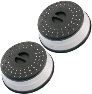 Opvouwbare Magnetron Spat Cover Keuken Afdichting Verwarming Covers Olie Preventer Cover Voor Koelkast Magnetron, Bpa-vrij zwart x2
