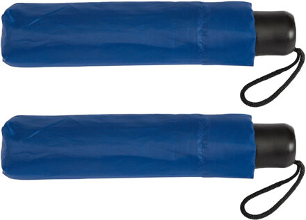 Opvouwbare mini paraplu - 2x - blauw - 96 cm - Voordelige kleine paraplu - Regenbescherming