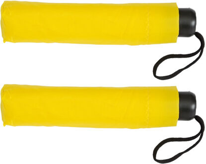 Opvouwbare mini paraplu - 2x - geel - 96 cm - Voordelige kleine paraplu - Regenbescherming