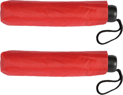 Opvouwbare mini paraplu - 2x - rood - 96 cm - Voordelige kleine paraplu - Regenbescherming