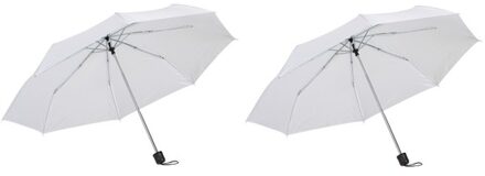 Opvouwbare mini paraplu - 2x - wit - 96 cm - Voordelige kleine paraplu - Regenbescherming